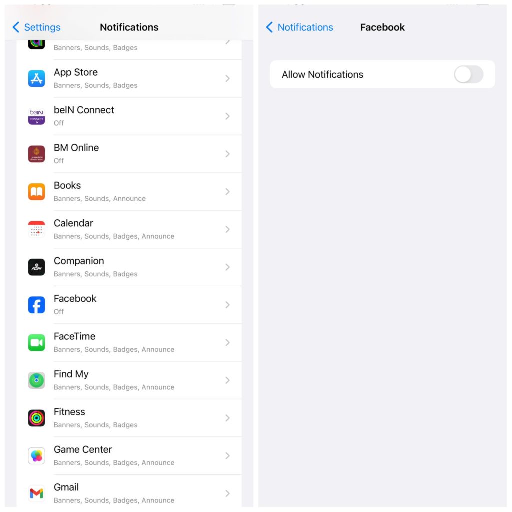تقليل استهلاك بطارية الايفون عن طريق الحد من الإشعارات