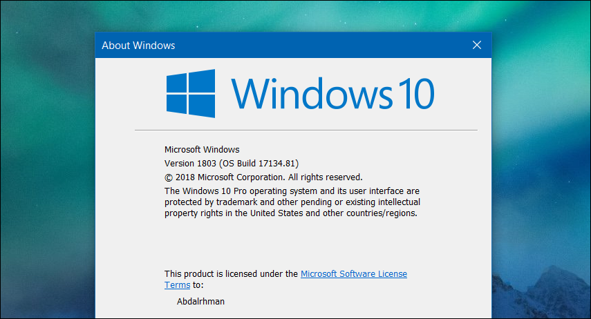 إصدار 1803 من ويندوز 10
