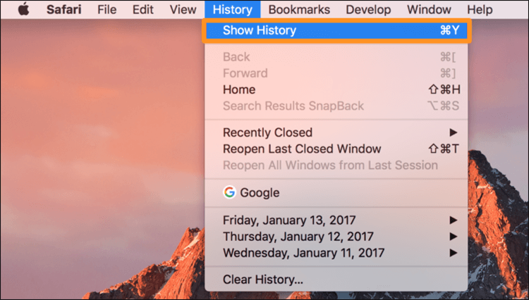 حذف سجل المتصفح فى سفاري
