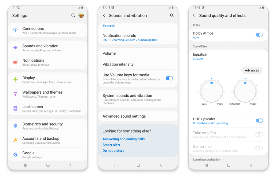 إعدادات تحسين صوت الهاتف