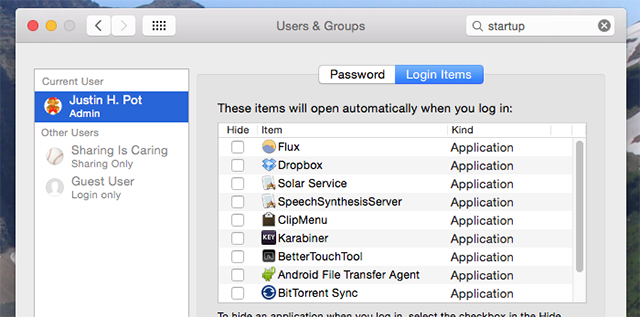 تسريع الماك بوك بطيئ بالغاء برامج البداية