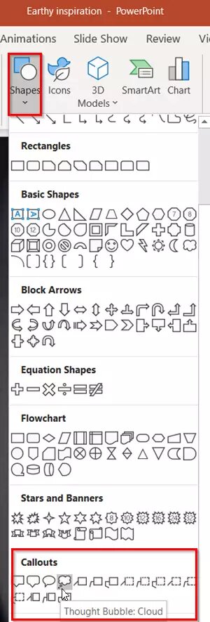 اضافة تعليق Callout في powerpoint