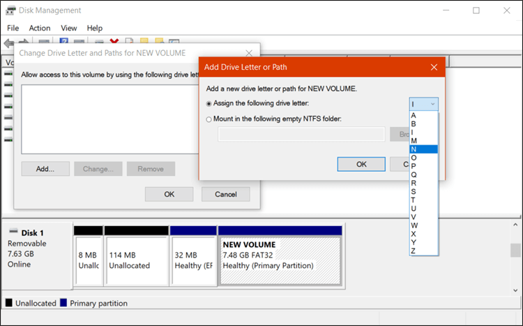 تغيير حرف قرص التخزين