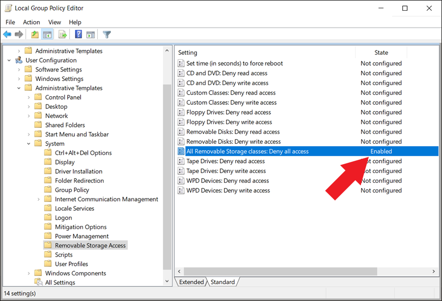 حجب الوصول لوحدات التخزين المتنقلة