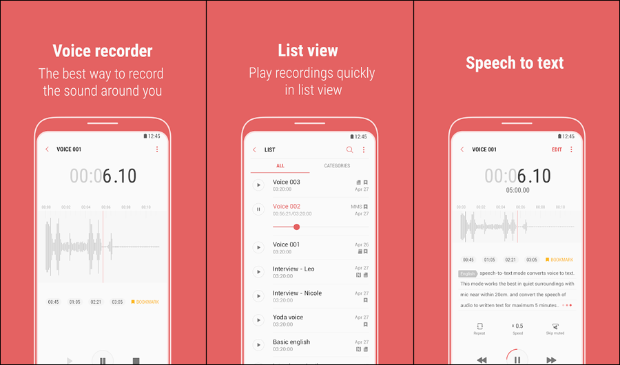 تطبيق Samsung Voice Recorder