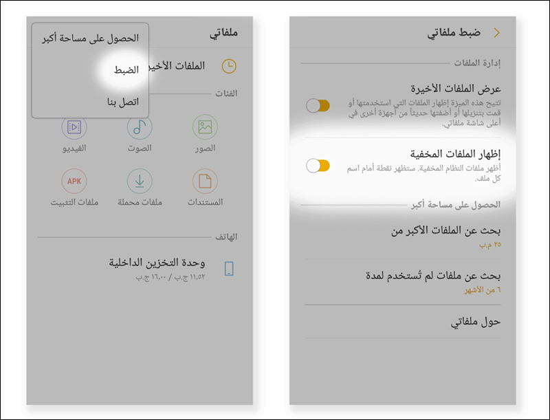 اظهار الملفات الخفية