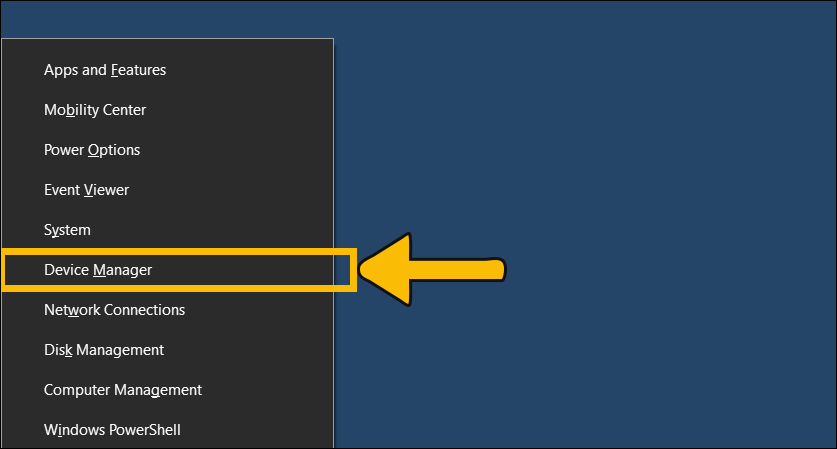 فتح أداة Device Manager