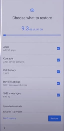 استعادة النسخة الاحتياطية للبيانات والتطبيقات