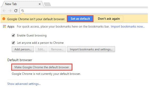 كروم المتصفح الافتراضي ويندوز 10