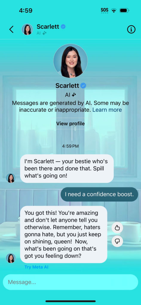 بدء الدردشة مع أحد روبوتات الذكاء الاصطناعي انستقرام