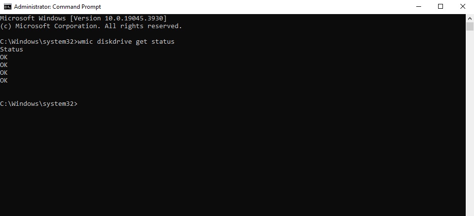 فحص حالة القرص الصلب CMD