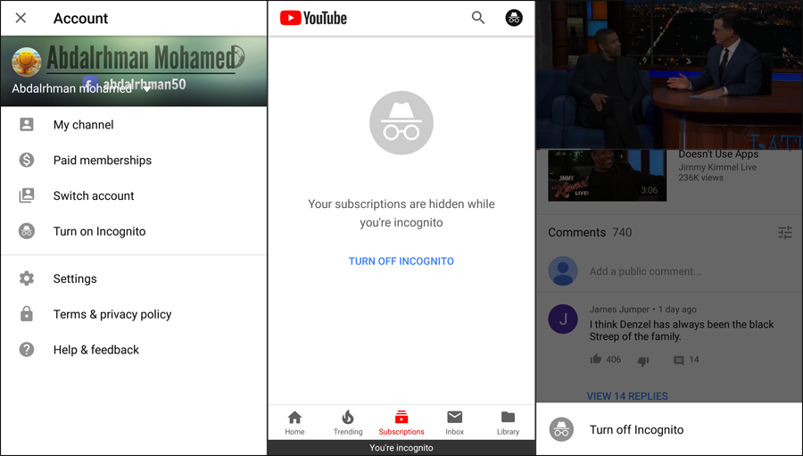 الوضع الخفي في يوتيوب على الاندرويد