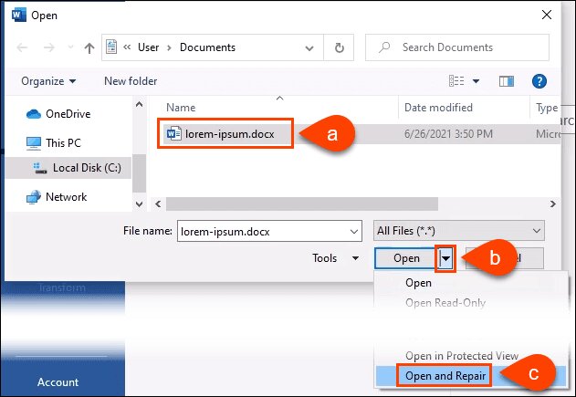 رح اصلاح ملف وورد تالف واستعادة بياناته بالكامل