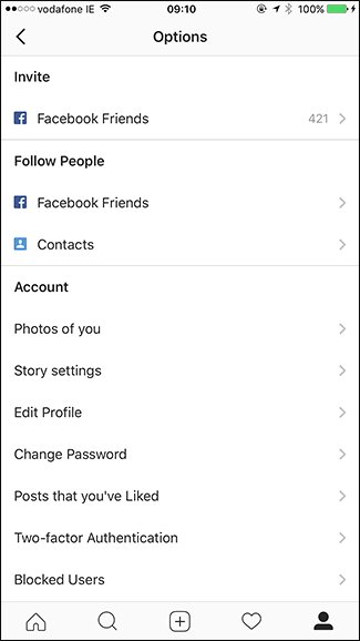 اعدادات حفظ الصور انستقرام