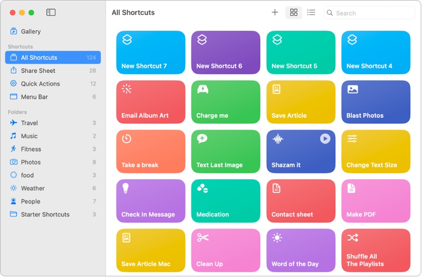 تخصيص اختصارات كيبورد الماك Shortcuts app