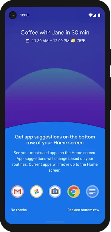 التطبيقات المقترحة اندرويد 11