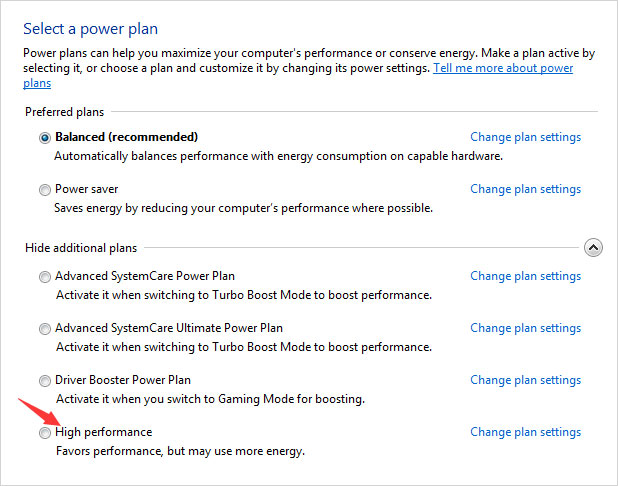 ضبط اعدادات الطاقة لتسريع اللعب