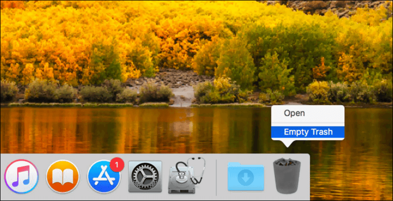 تفريغ سلة مهملات ماك