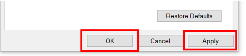 الخيار تطبيق (Apply)