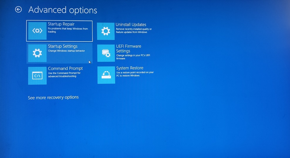 اعدادات الوضع الامن Windows Startup Settings screen