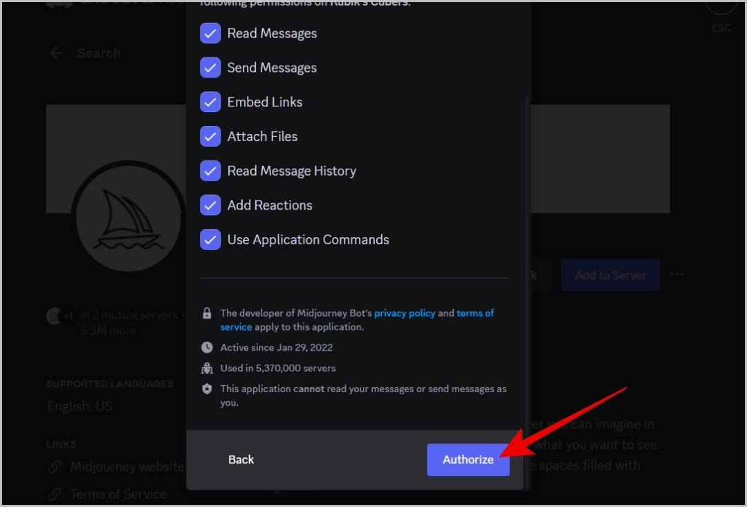 تفويض بوت ميد جورني
