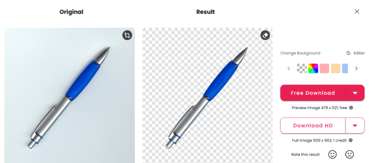 نتيجة ازالة الخلفية باستخدام Cutout.pro