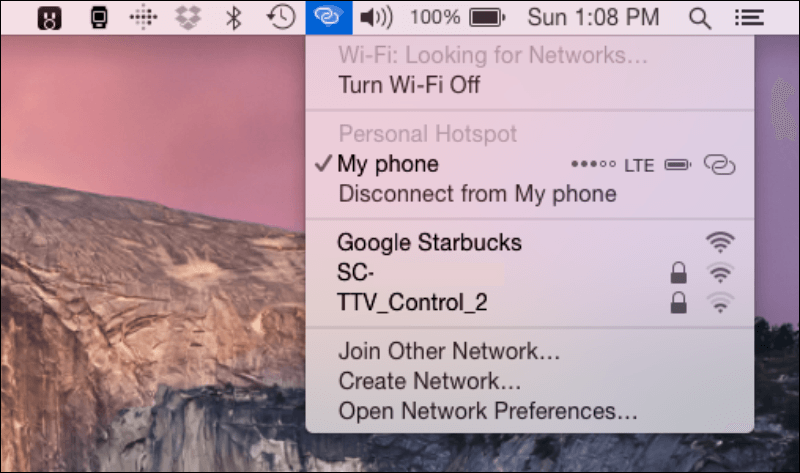 استخدام ميزة Instant Hotspot على الماك