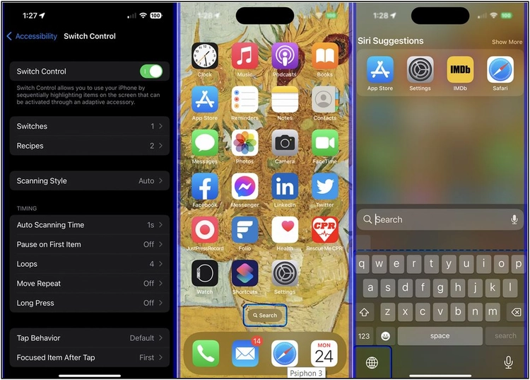 نتيجة تفعيل ميزة التحكم بالتبديل - التحكم في ايفون بحركة الرأس