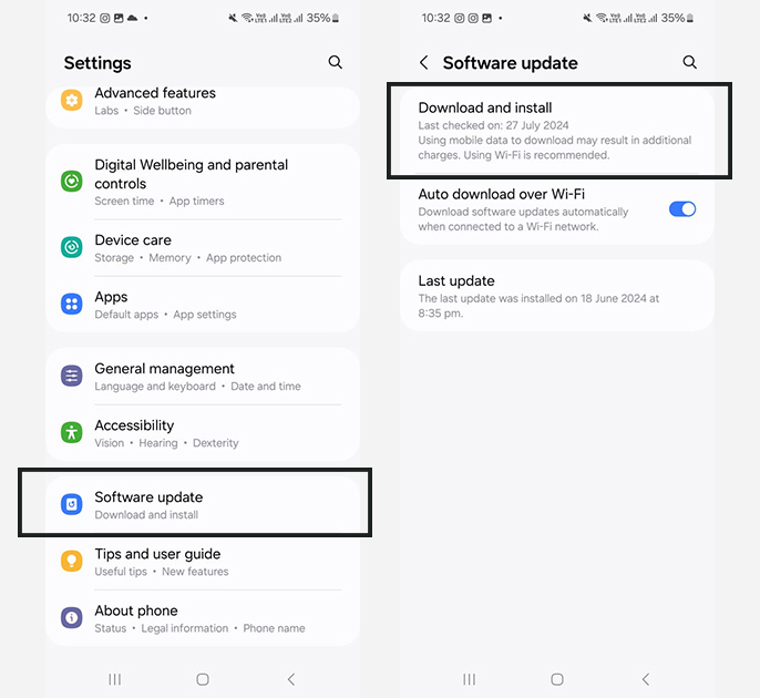 تحديث نظام الهاتف