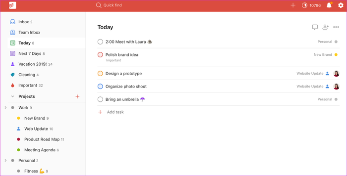 تطبيق Todoist لإدارة المهام والوقت