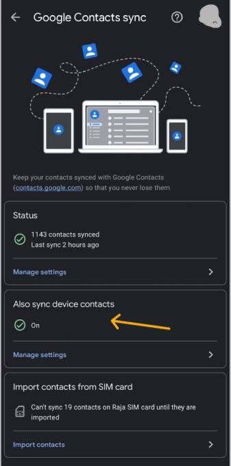 Google Contacts sync