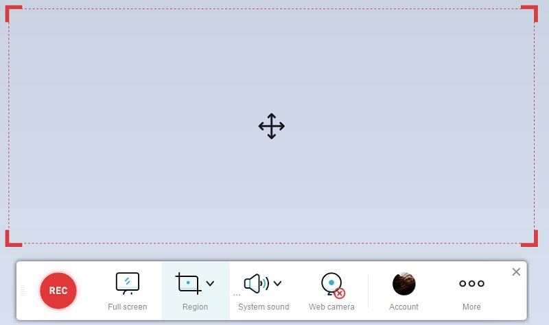  اختر منطقة الشاشة التي تريد تسجيلها 