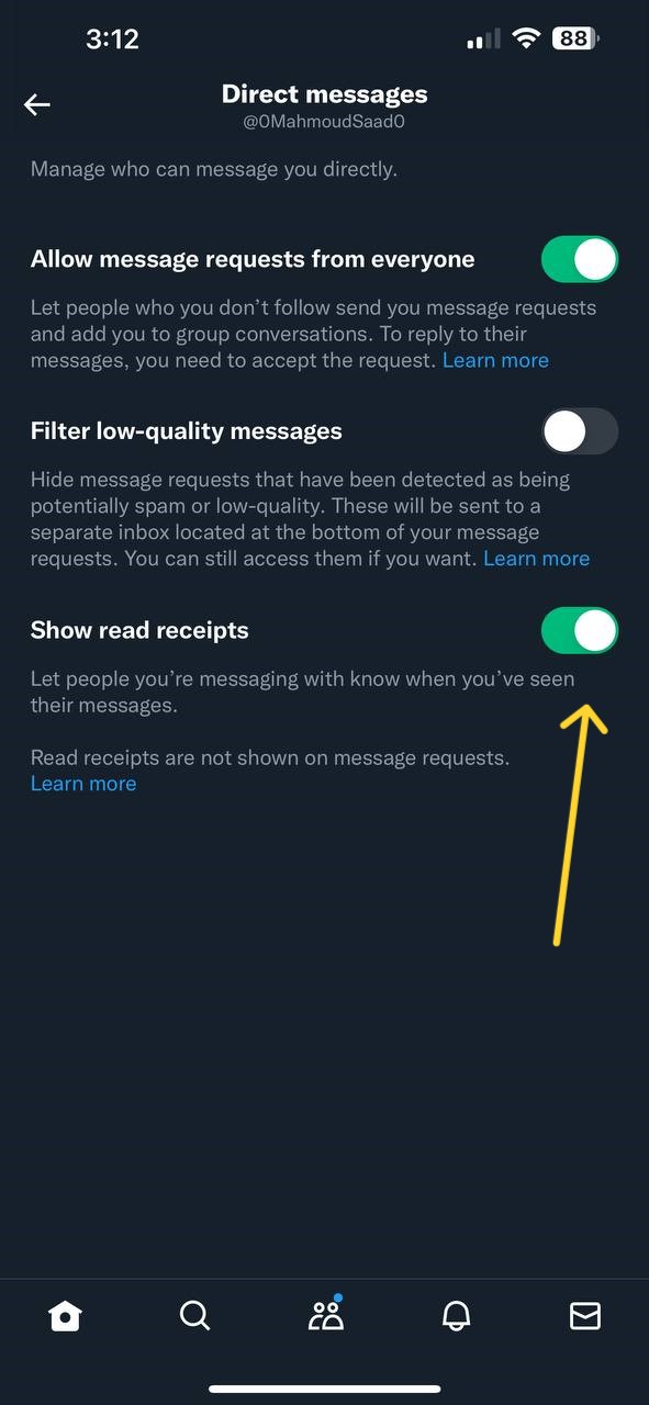 طريقة تعطيل علامة قراءة الرسائل في تويتر