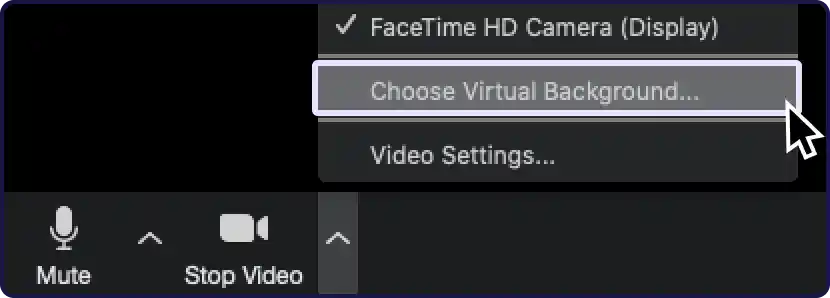 اختيار الخلفية الافتراضية على زووم