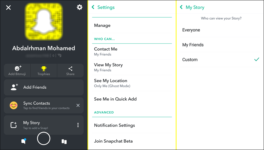 من يستطيع رؤية القصص على سناب شات