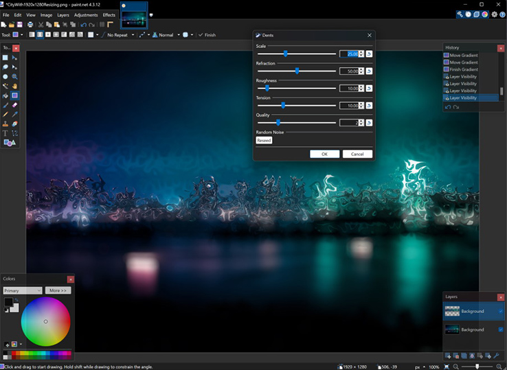 Paint.NET photo editor dark theme