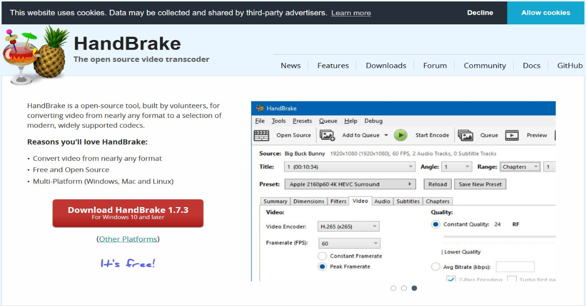 برنامج تحويل الفيديو المجاني Handbrake