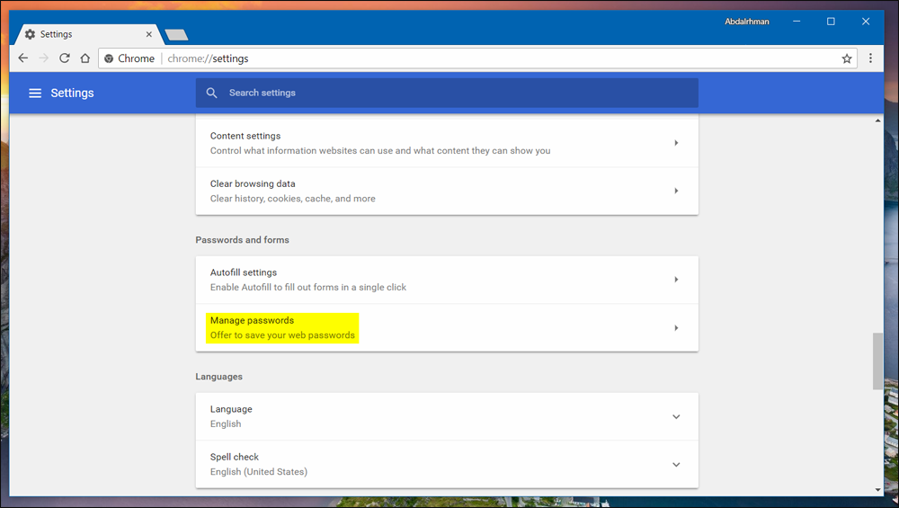 إدارة كلمات السر فى جوجل كروم