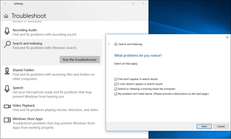 أداة إصلاح البحث فى ويندوز