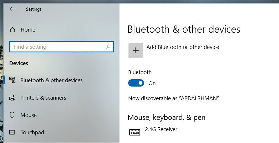 تفعيل البلوتوث فى ويندوز 10