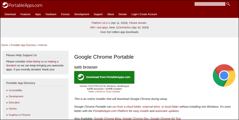 تحميل جوجل كروم بنسخة محمولة