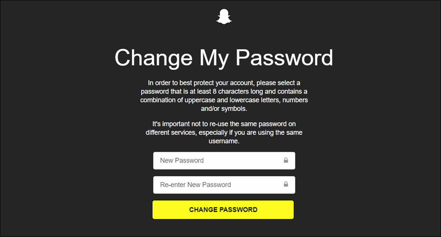 تغيير كلمة السر الخاصة بسناب شات