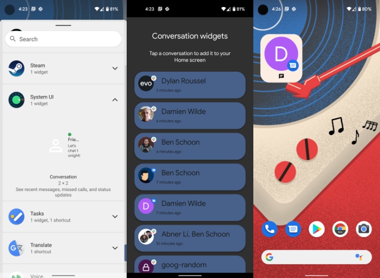 المحادثات الجديدة في اندرويد 12