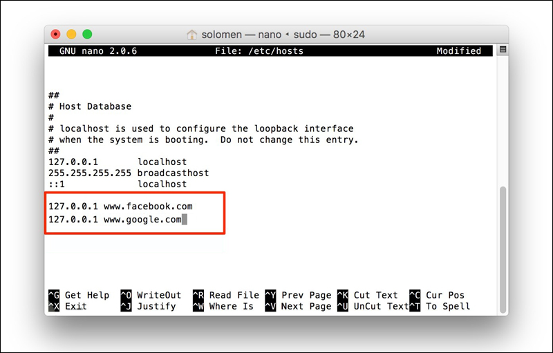 حجب موقع عبر ملف Hosts فى ماك