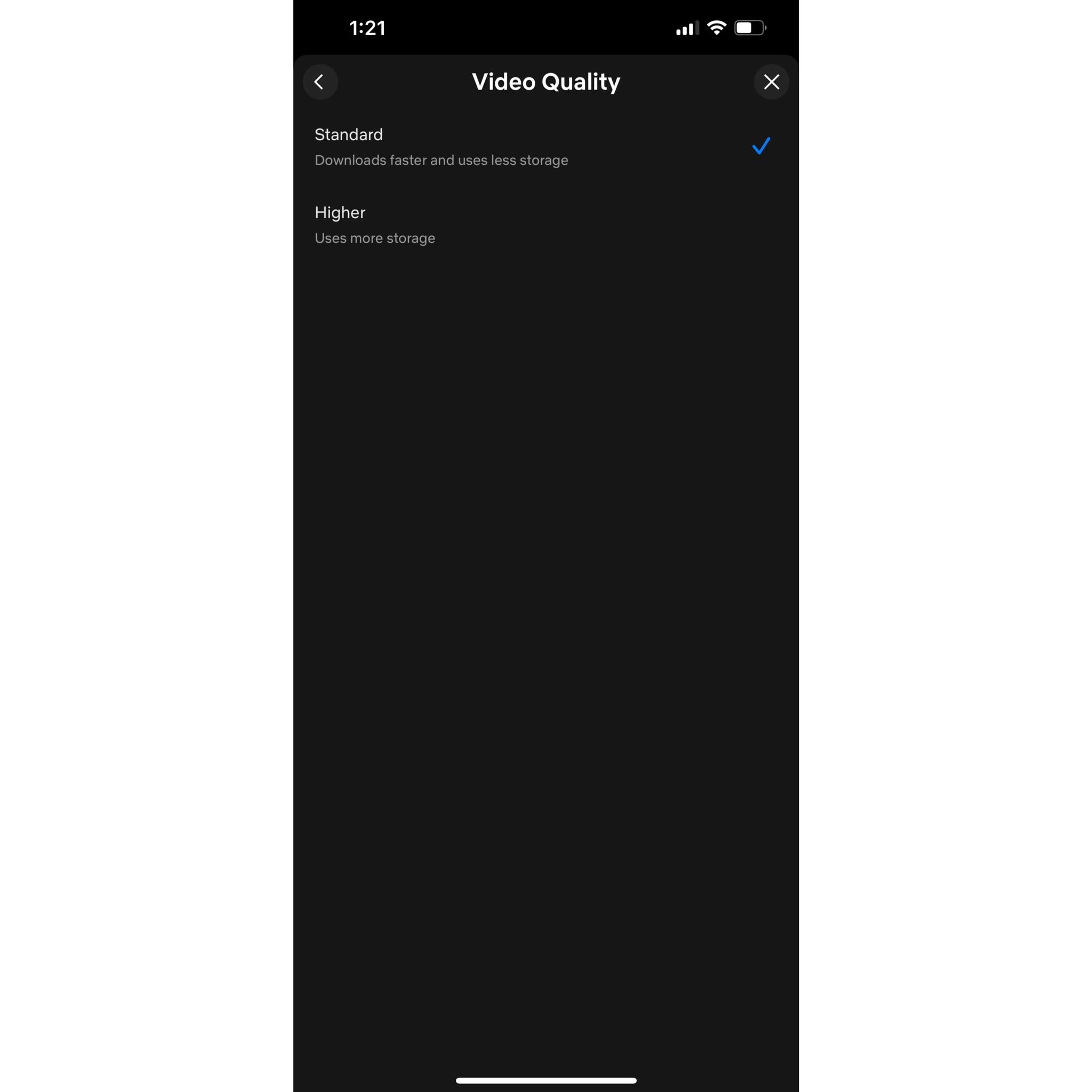 التحكم في جودة المحتوى على نتفيلكس