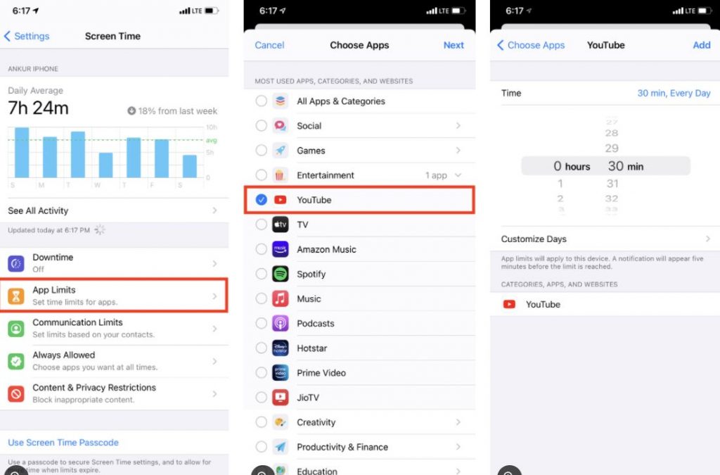 تحديد مدة استخدام يوتيوب على ايفون
