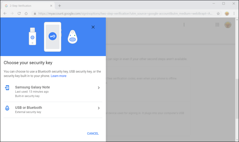 تحديد المفتاح الأمني الخاص بك