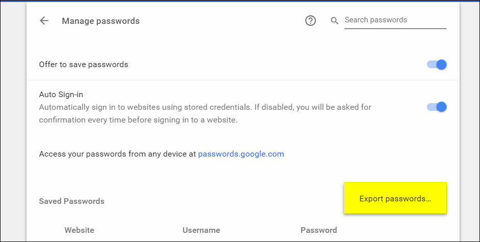 استخراج كلمات المرور من جوجل كروم