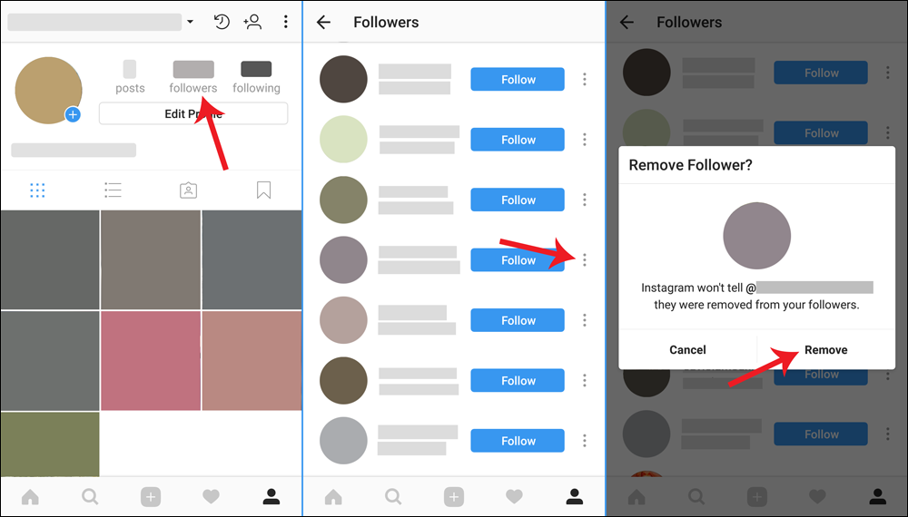 حذف متابع من انستجرام