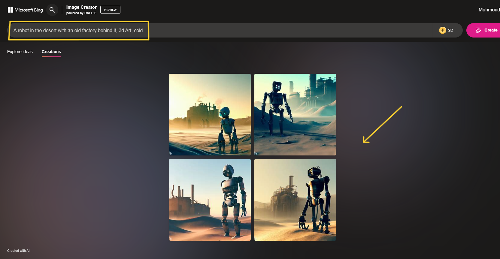 الأوامر المستخدمة في صناعة صورة بالذكاء الاصطناعي